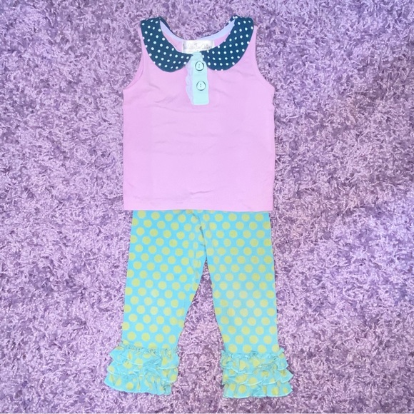 18m Matilda Jane Lavender Tank & Ruffle Polka Dot Leggings Matching Set Outfit - Picture 2 of 8